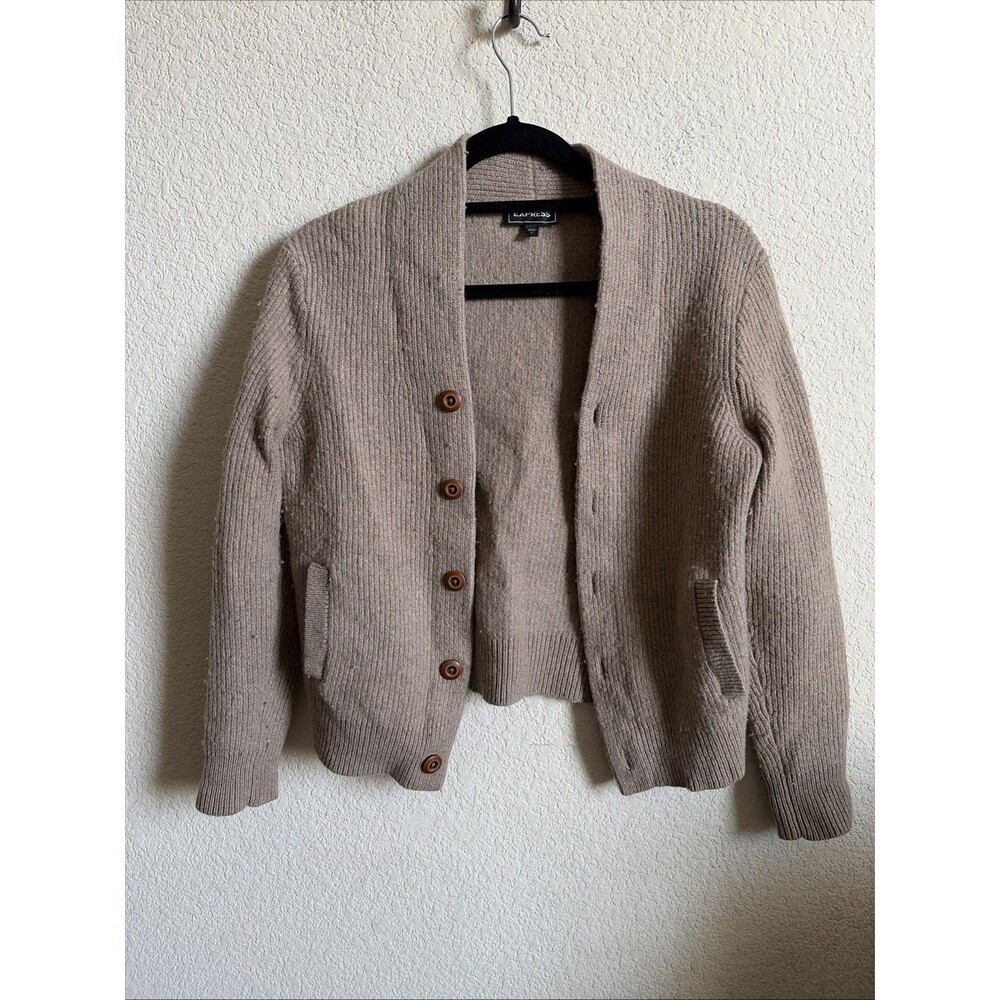Express Wool Cardigan Knit Sweater Women Brown S Oversize Luxury Cottage Grandpa